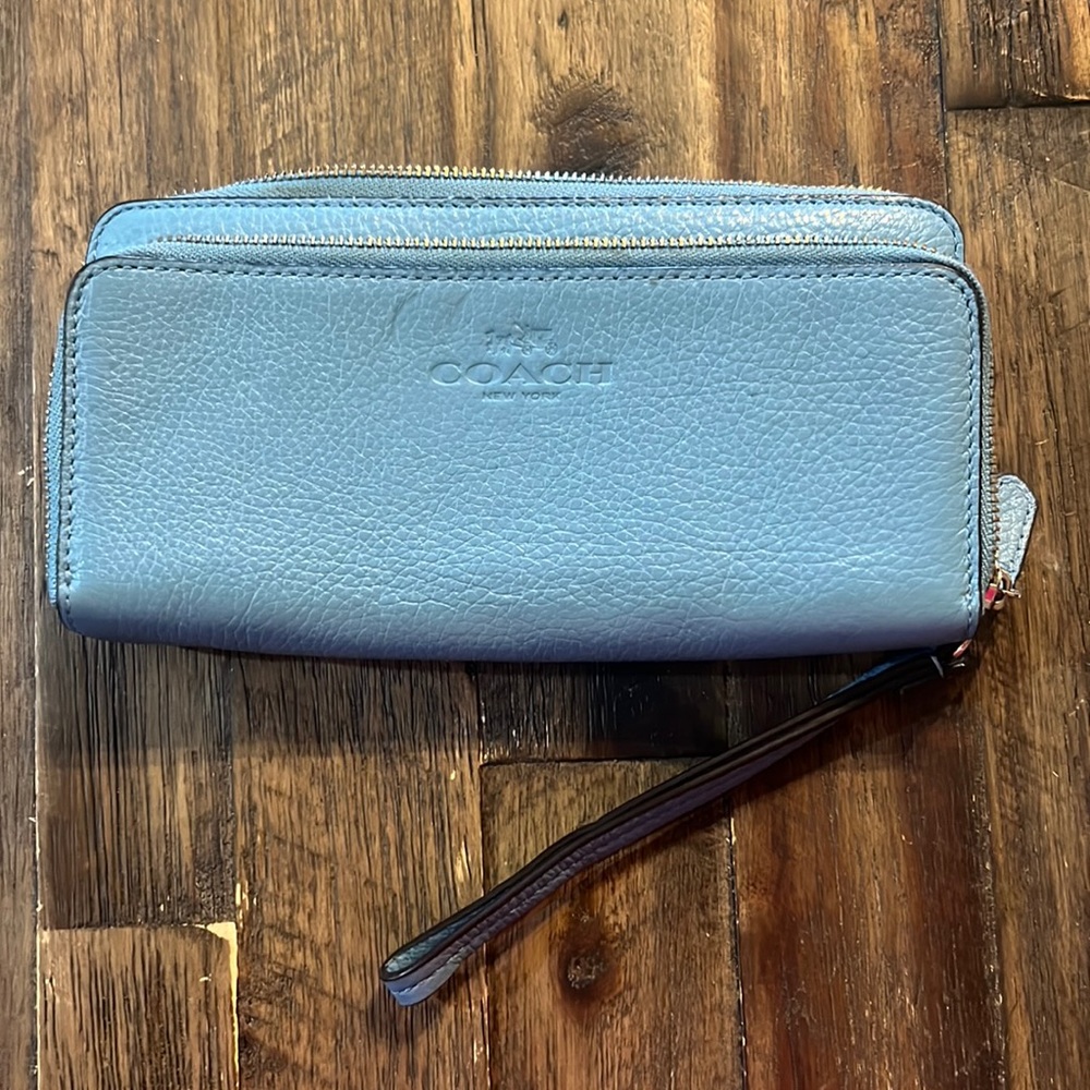 Coach long zip around wallet in blue
